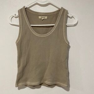 Madewell Waffle Knit Tank Top Beige Khaki Women’s Size XS